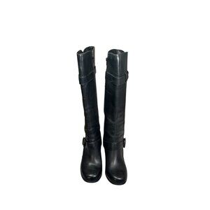 Born Black Leather KneeHigh Boots | SZ:8.5 | Buckle Detail | Excellent Condition